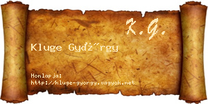 Kluge György névjegykártya
